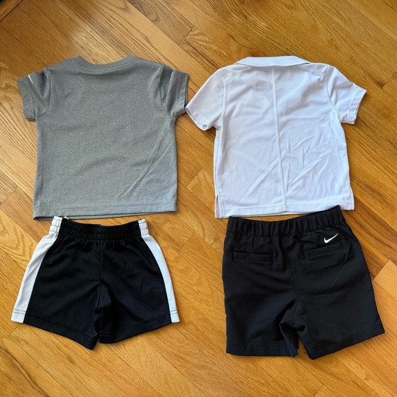 Nike Kids Gray and White Tee Set with Black Shorts - Picture 3 of 3
